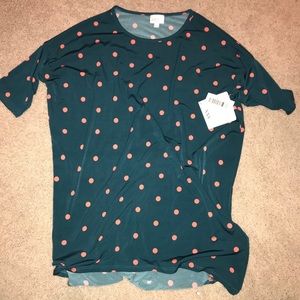 🆕LuLaRoe XXS Irma Dark Green/Orange Polka Dots